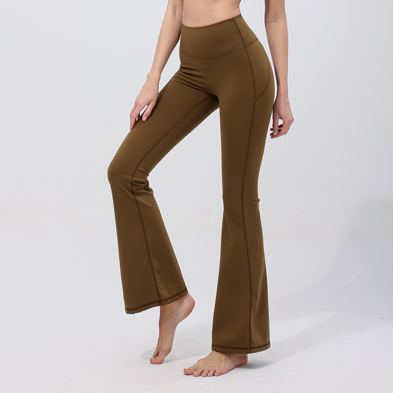 Naked seamless fitness horn wide leg pants no embarrassment line peach hip casual pants sports running yoga pants women