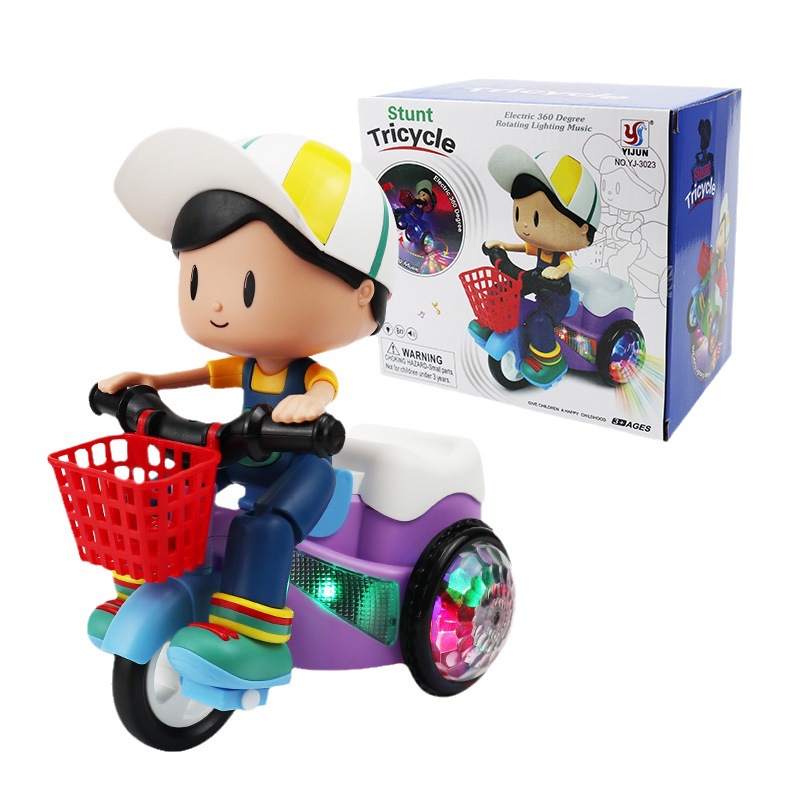 TikTok Same Style Internet Celebrity Stunt Acrobatic Tricycle Toy Electric Car Light Music Baby Baby Boy Girl