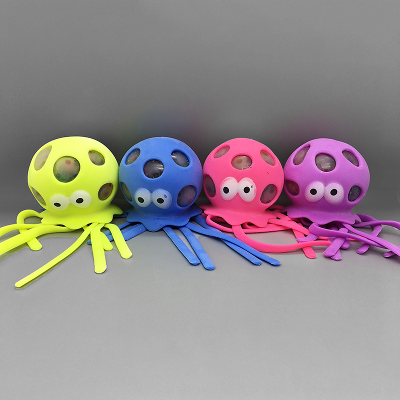 Jellyfish hole ball octopus playing water colorful beads bubble big beads children's decompression vent toy simulation ocean pinch music