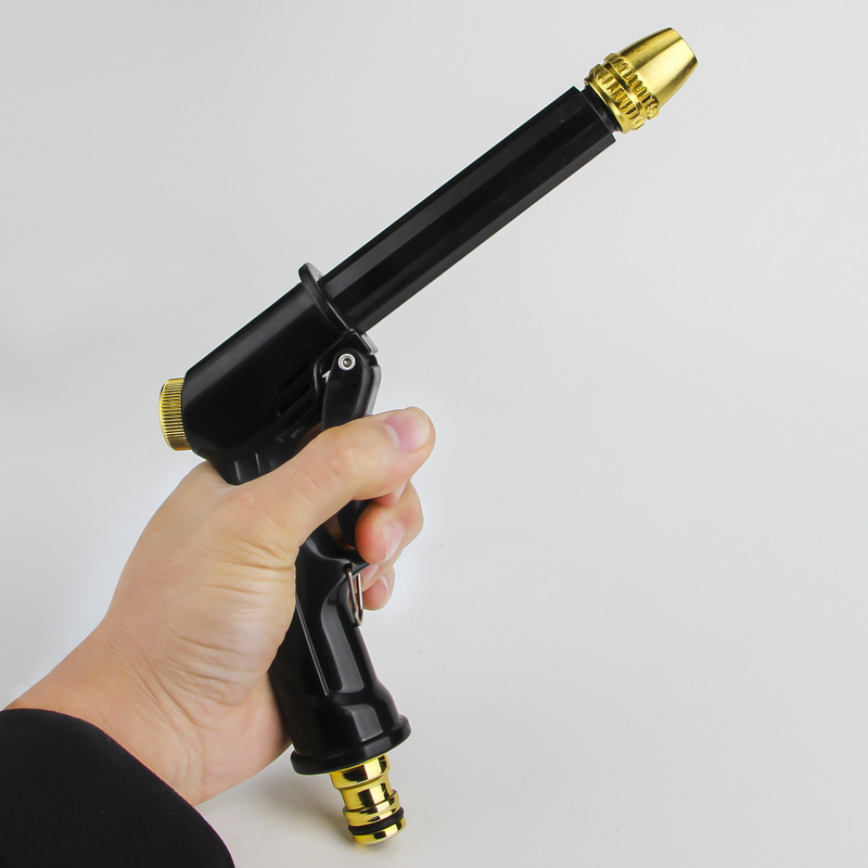 Factory supply black plastic body copper plated front plate machine high pressure car wash water gun household shower car wash water gun