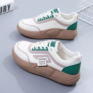 White shoes for women ins fashionable 2023 spring new versatile thick-soled leather women's shoes daddy shoes casual sneakers for women