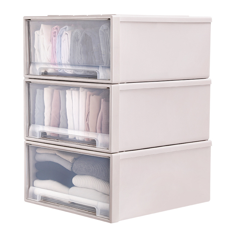 Qiaojie storage box drawer plastic household clothes transparent wardrobe storage box clothing locker storage box