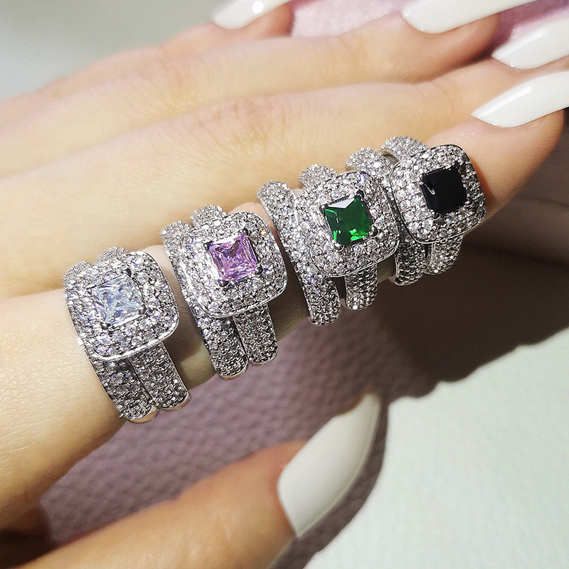 速賣通奢華時尚男女組合戒圓鑽滿鑽流行婚宴r3400A-R3400C