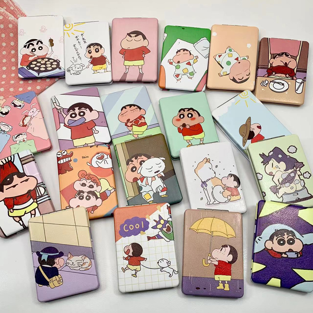 Folding double-sided mirror handheld cosmetic mirror portable cute mini mirror student dormitory crayon Xiaoxin