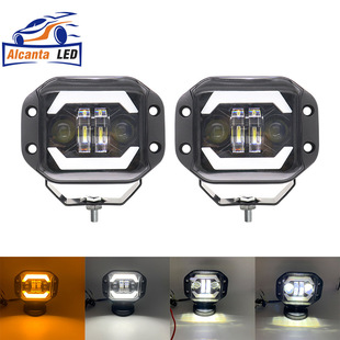 5inch Wrangler Square Light Yellow Angel Eyes Off-road Vehicle Work Light Spotlight Lens LED Front Bar Middle Mesh Fog Lamp