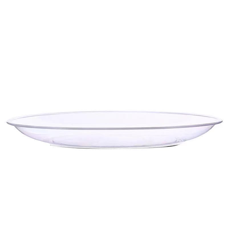 Disposable Plastic Crystal Plate Thickened PS Hard Cake Fruit Salad Plate Transparent Plate Outdoor 7-inch Plate