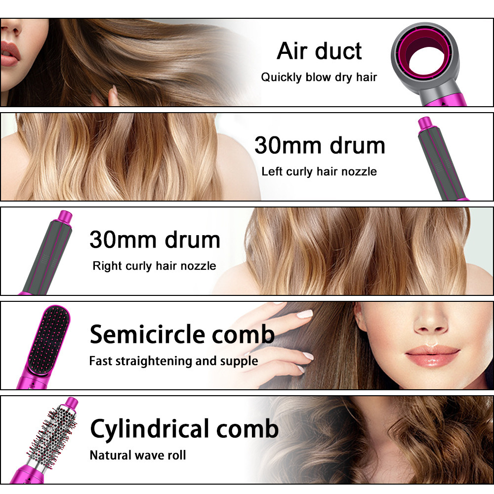 Cross-border new five-in-one hair curler hair straightener portable multi-function hair dryer lazy hair straightener big wave