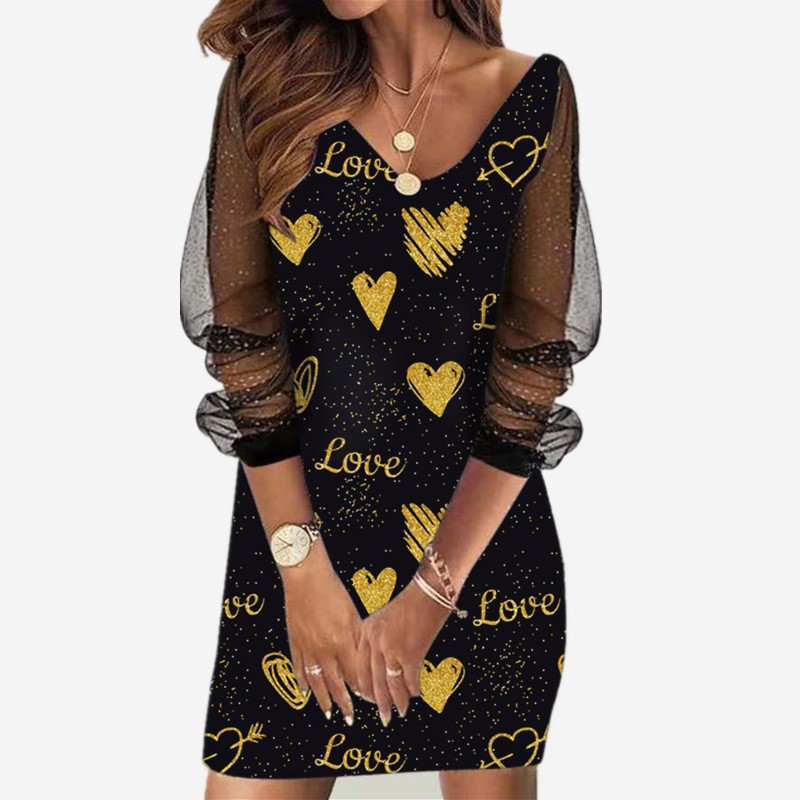 9757#2022 spring new cross-border Women's ebay Amazon Wish sequins perspective mesh ladies dress
