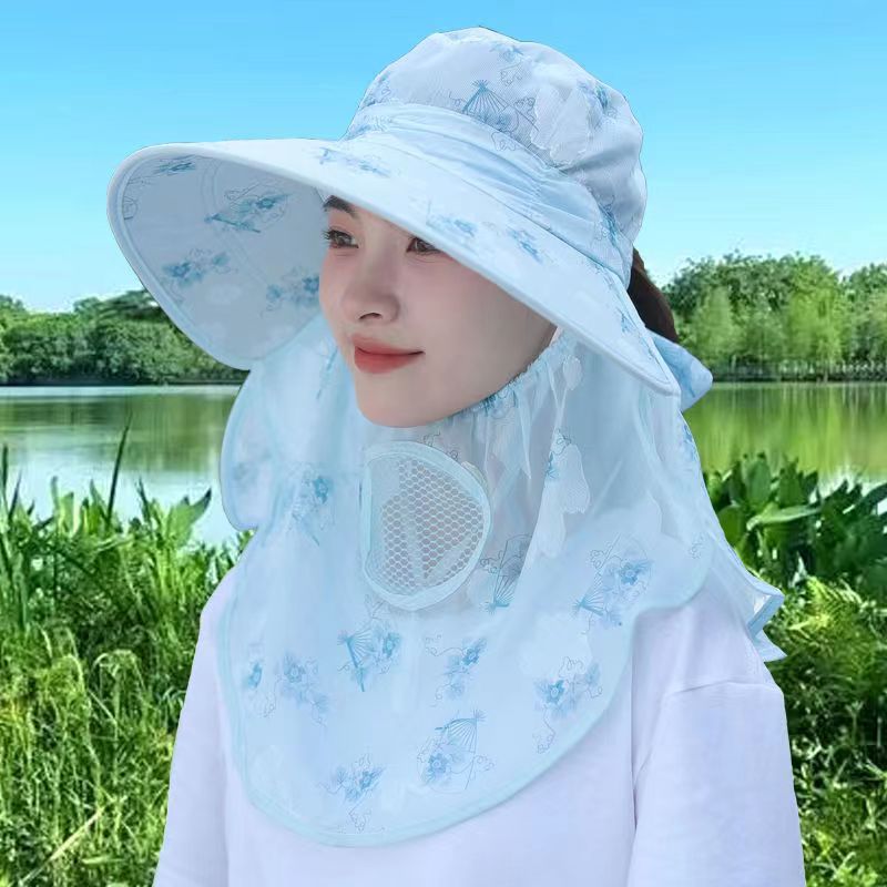 Sun Hat sun protection fashion all-match face protection strength UV protection sun hat cover full face tea picking hat New