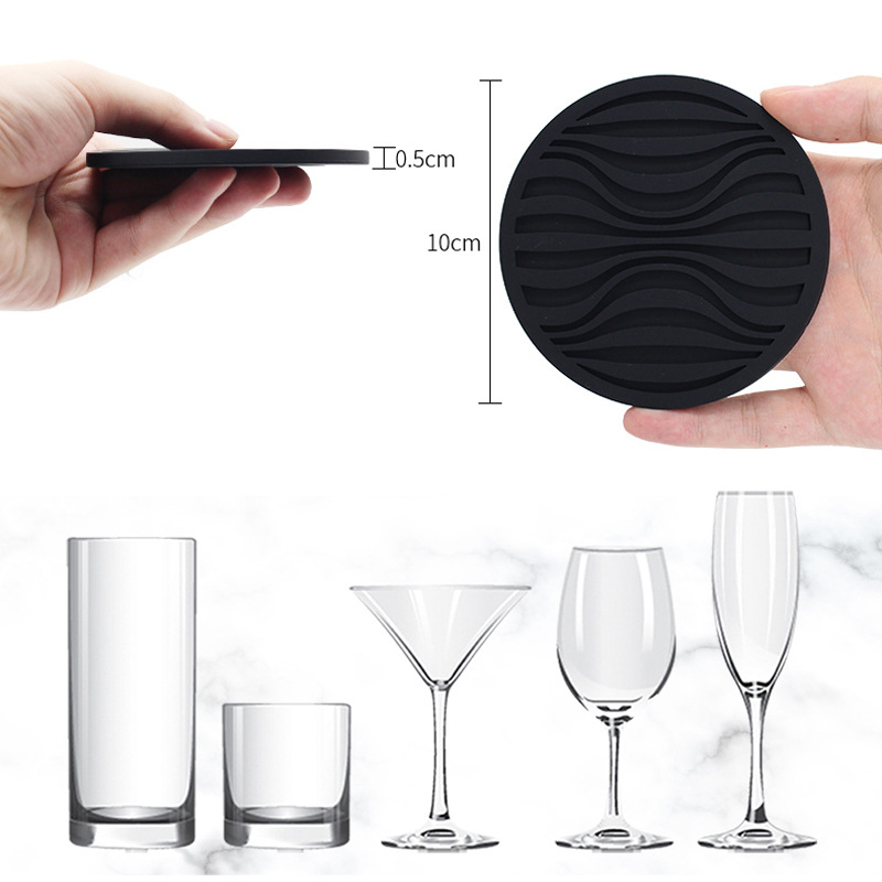Cross-border silicone coaster round 10cm non-slip wave creative water Cup insulation pad draining simple coffee tea cup mat