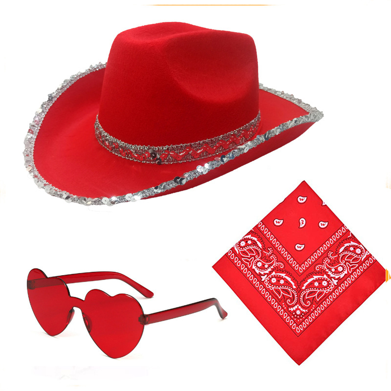 Amazon Carnival Festival Colorful Cowboy Hat Sequin Hat Jazz Hat Sequin Western Cowboy Hat Composite Hat