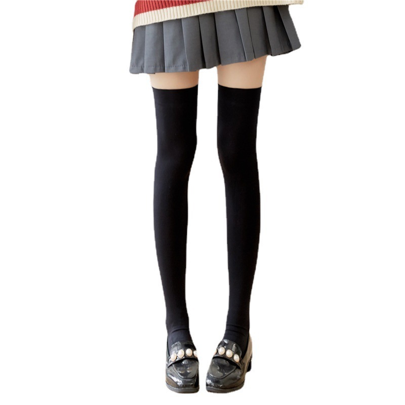 純色のビロードの膝を通す靴下jk白黒のストッキングの卸売りの薄いタイプのセクシーはやせています。|undefined