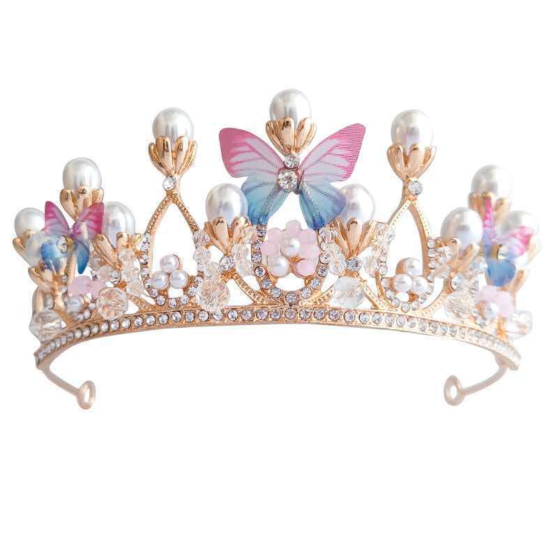 Crown Three-dimensional Butterfly Crown Girl Princess Performance Performance Disc Hair Headwear Model Show Crystal Hair Accessories