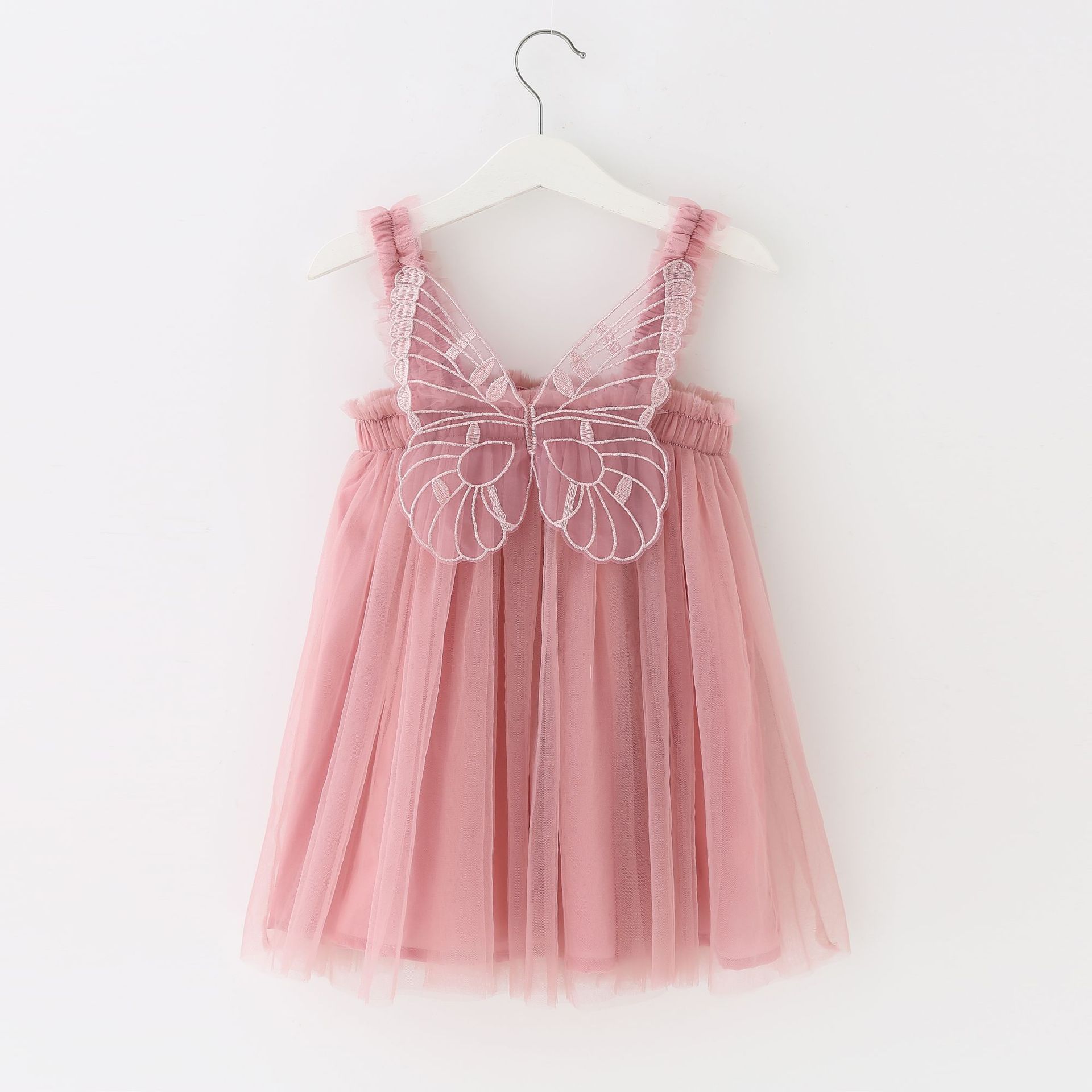 Cross-border children's mesh dress sling birthday dress pettiskirt three-dimensional angel wings fairy Western style skirt