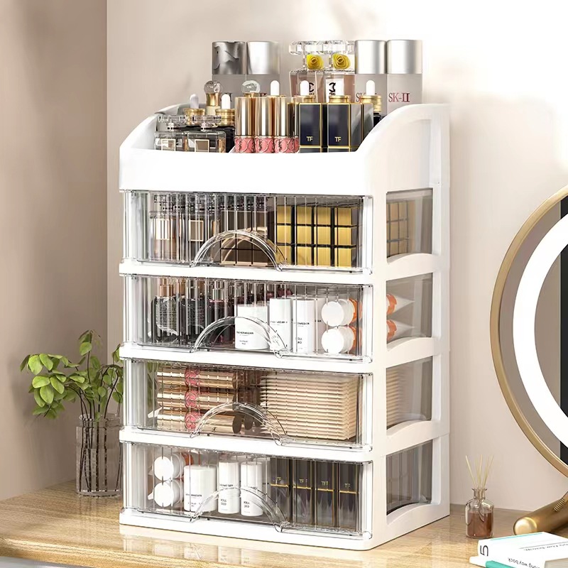 Cosmetics storage box desktop transparent drawer dresser lipstick brush skin care products dormitory organizing storage rack