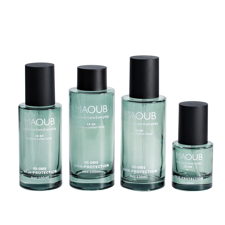 New spot green spot printable spray bottle thick bottom glass cosmetic bottle cream pump lotion bottle