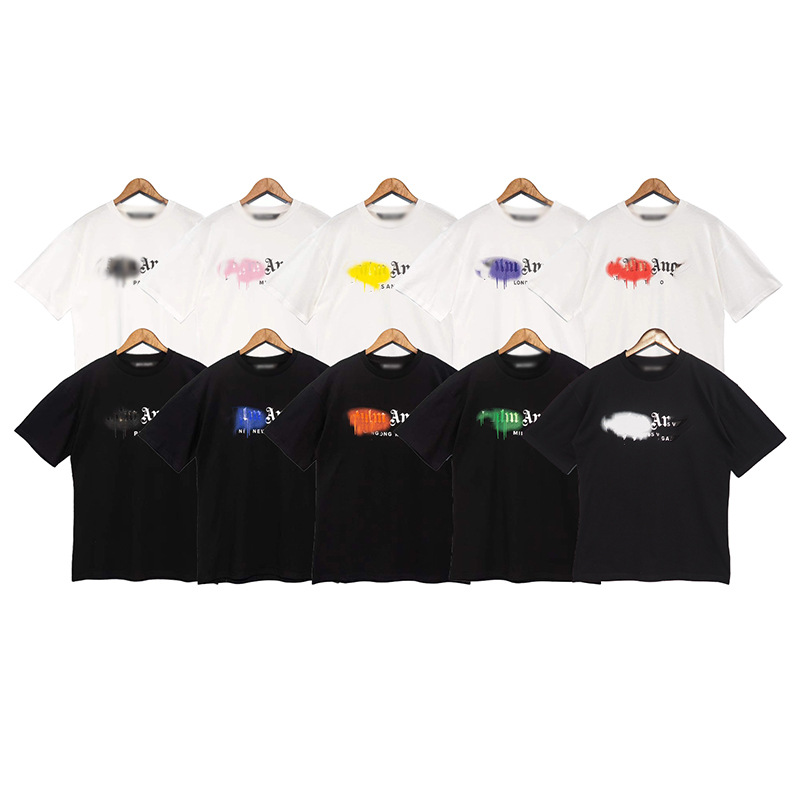 Europe and the United States Cross-Border Angels spray PA letter short sleeve spring and summer Tide brand men's and women's leisure all-match loose T-shirt