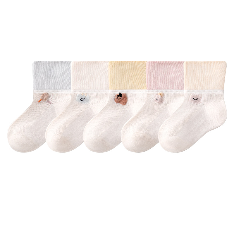 Baby socks 2024 Summer thin mesh Class a cotton newborn baby cartoon girls boys children socks