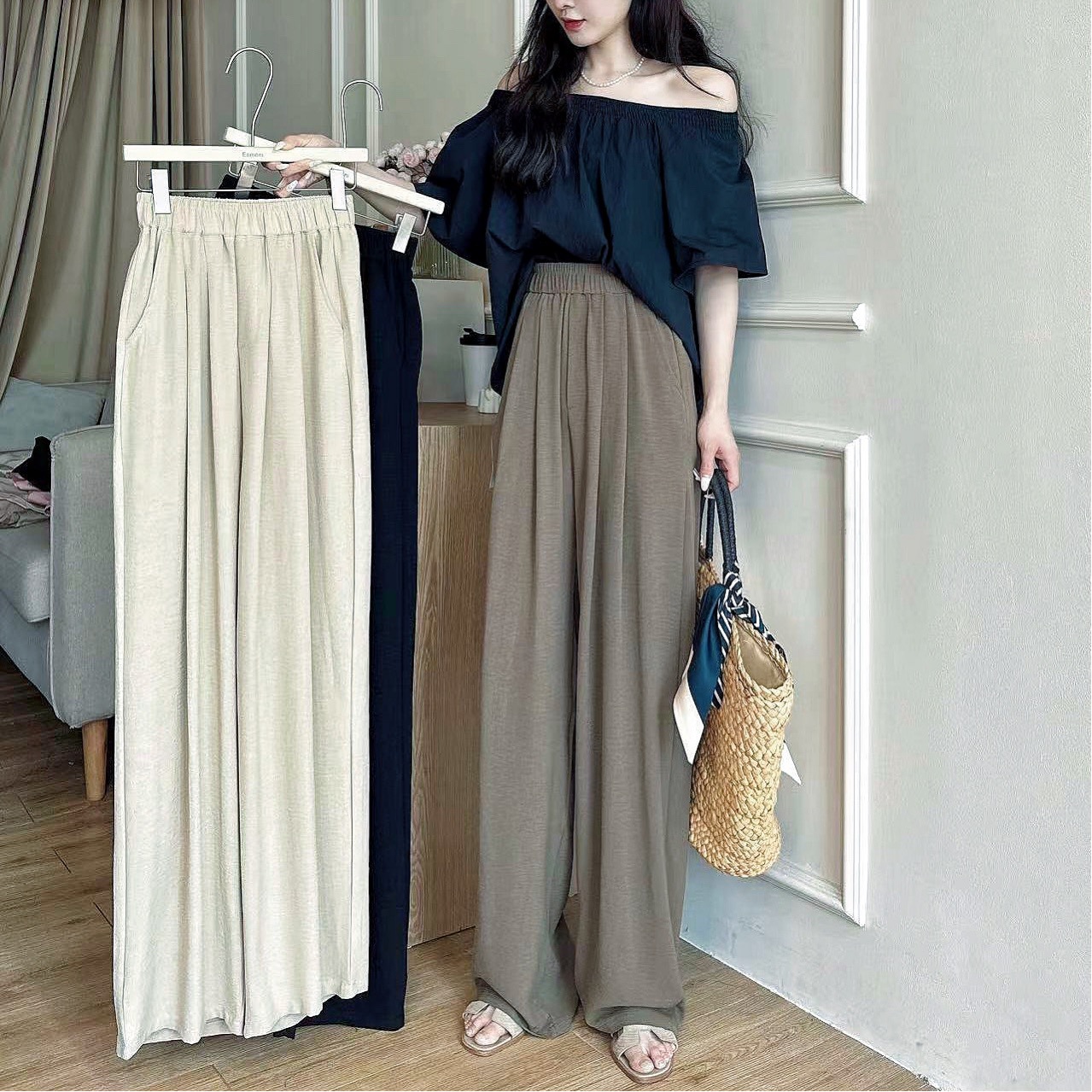 Loose pleated texture Tencel wide-leg pants women's Yamamoto pants summer walking shaking pants casual Japanese style lazy style
