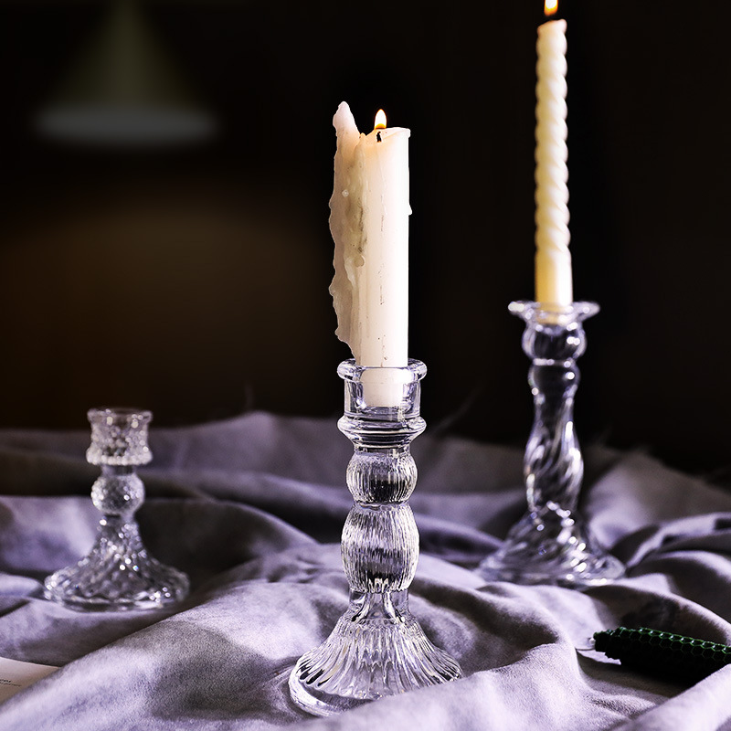 ins French Roman column glass candlestick retro Korean style decoration B & B room soft decoration simple coffee shop