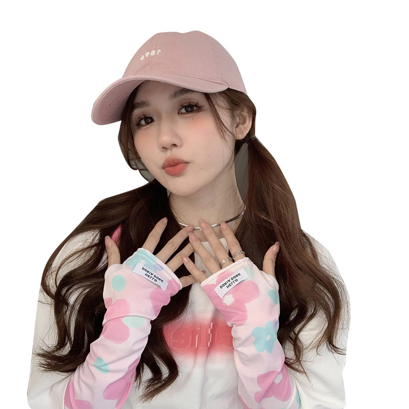 Cute Flower Ice Sleeve Women's Summer New Sunscreen UV Protection Sleeve Loose Cycling Driving Sunshade Hand Guard Sleeve