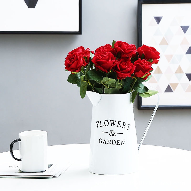 Artificial rose bouquet single flannel fake flower home wedding interior decoration photo rose waterfall set Wholesale