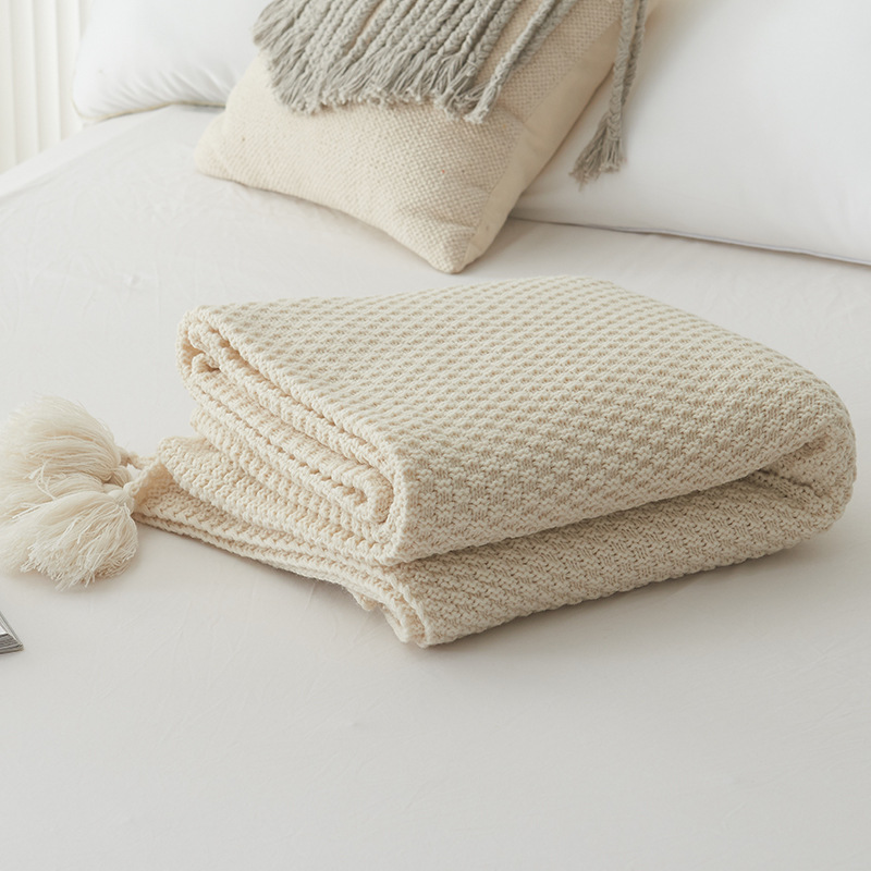New Nordic Style Tassel Knitted Blanket Office Air Conditioning Lunch Break Blanket Wool Cover Blanket Sofa Casual Blanket Blanket