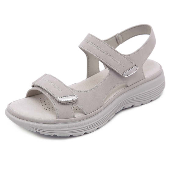 Summer 2025 New Genuine Leather Sandals Women's Sports Wind Wedge Lightweight Velcro plus size Slippers Women's One Piece Hair