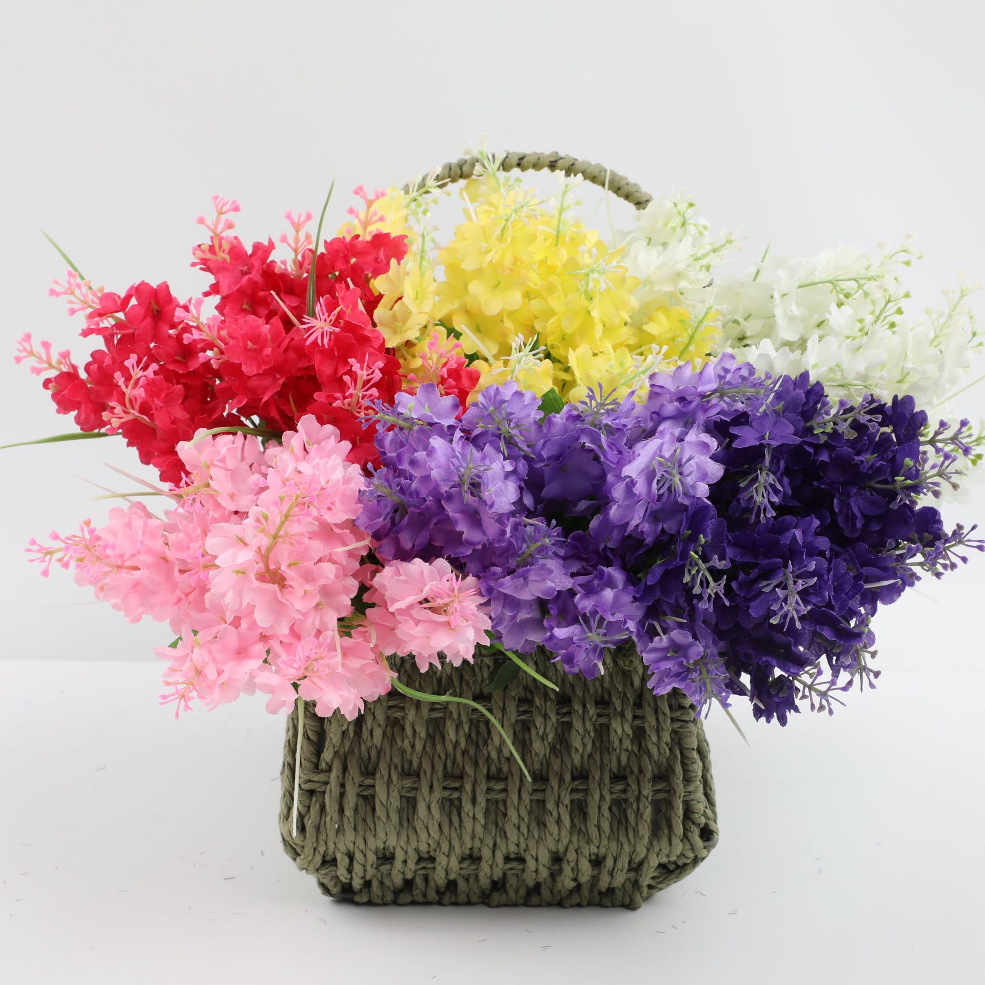 Artificial five-fork Hyacinth lavender fake flower home restaurant display partition flower wedding lead flower wholesale