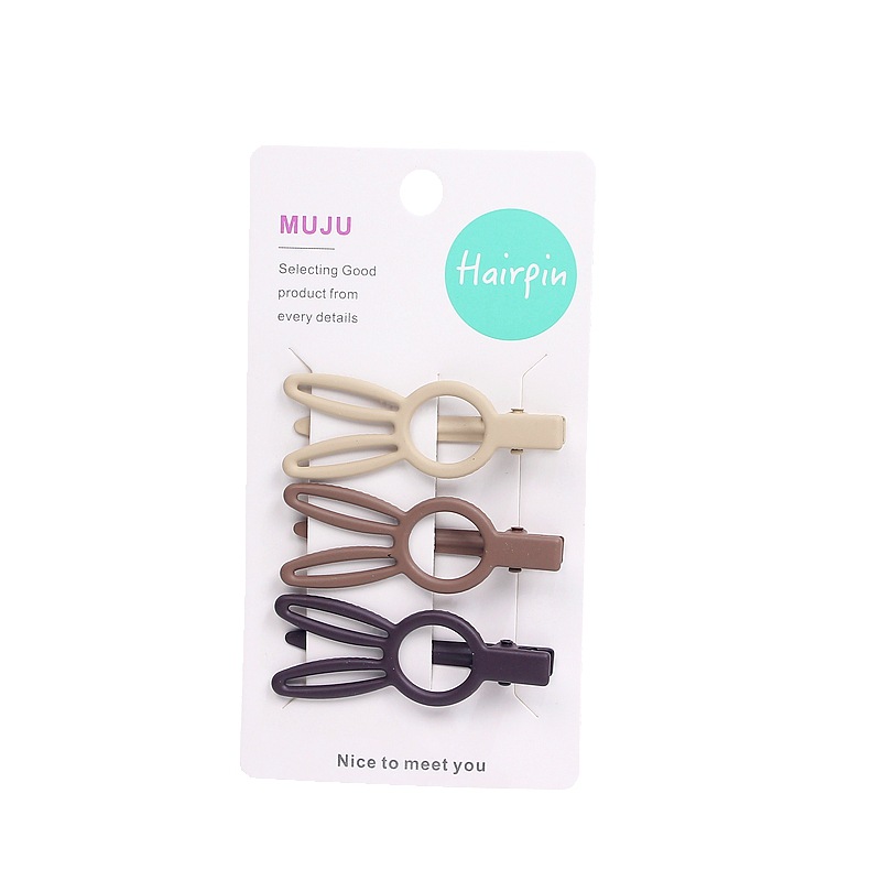 Korean version of milk tea color seamless hair clip 3 suit spray paint duck bill clip simple metal side clip broken hair bangs clip