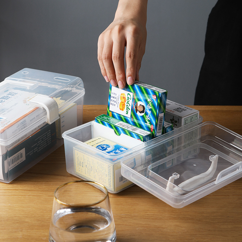 Small Medicine Box Dormitory Drug Emergency Storage Box Household Medicine Box Household Portable Transparent Baby Medicine Box