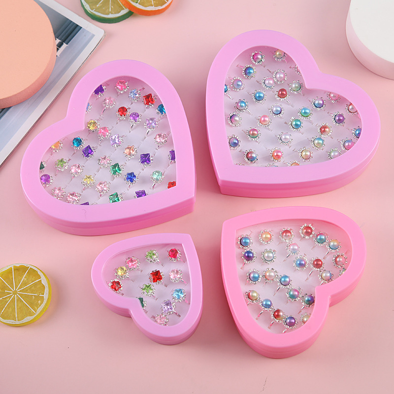 Children's ring ring girl's jewelry crystal gem colored diamond ring kindergarten gift gift toy wholesale