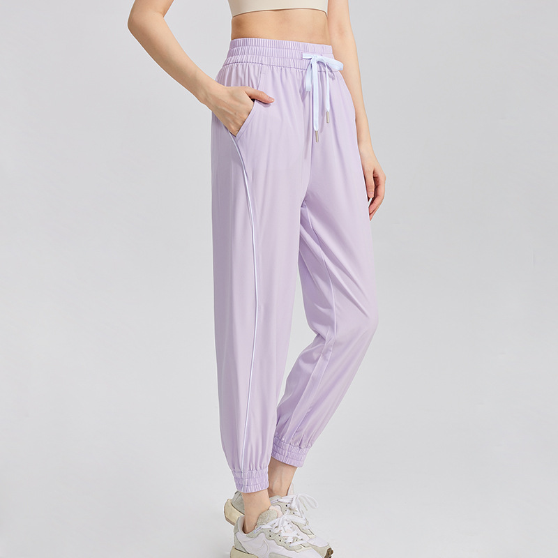 New sports trousers women's loose casual slimming breathable fitness pants drawstring ankle-tied running quick-drying yoga trousers