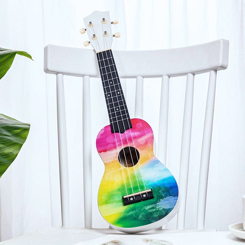 21-inch ukulele ukulele can play musical instrument color picture making small guitar gift ukulele cross-border