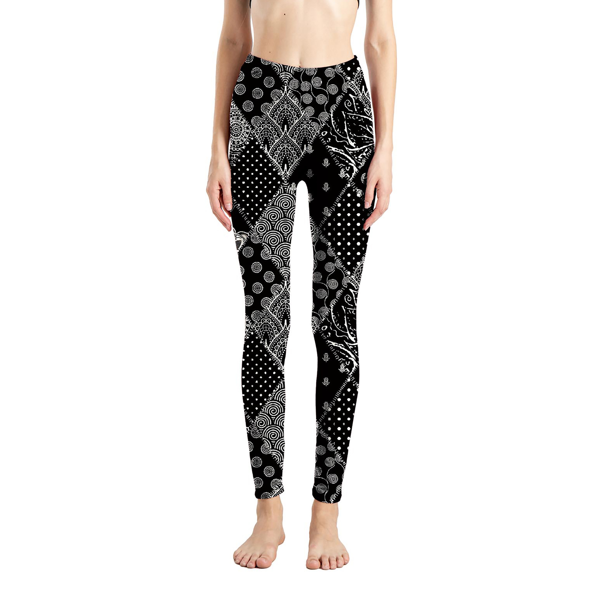 9604 cross-border retro geometric National Wind printing leggings skin-friendly comfortable soft sanding Milk leggings