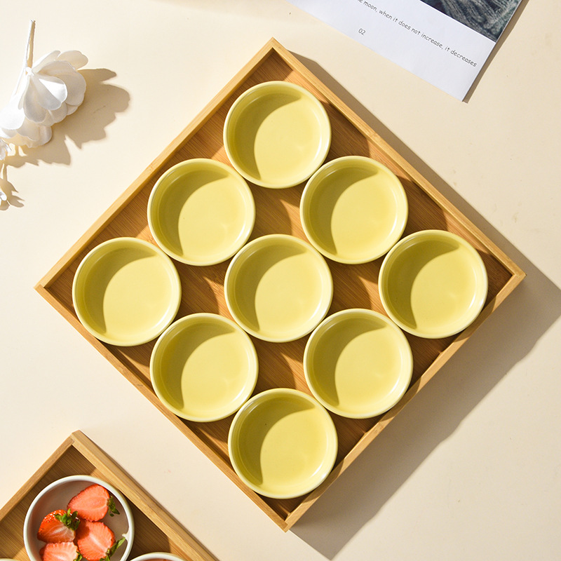 Japanese-style Ceramic Tableware Split Plate Jiugongge Dinner Plate Round Seasoning Plate Sushi Japanese Sauce Restaurant Commercial