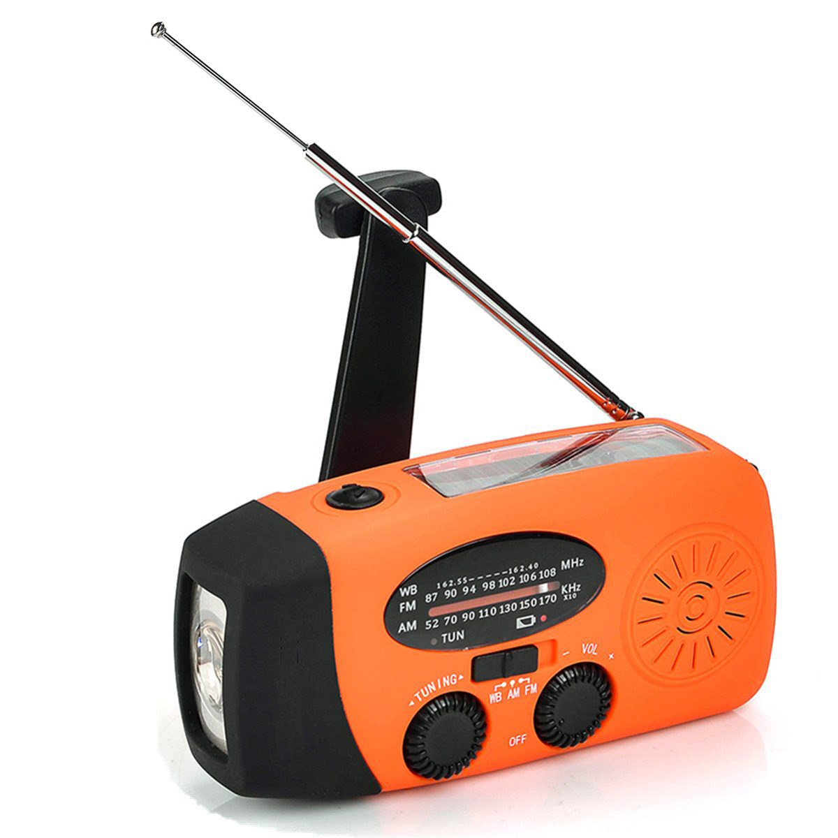 Multifunctional hand-cranked portable generator foreign trade solar rechargeable disaster prevention flashlight radio