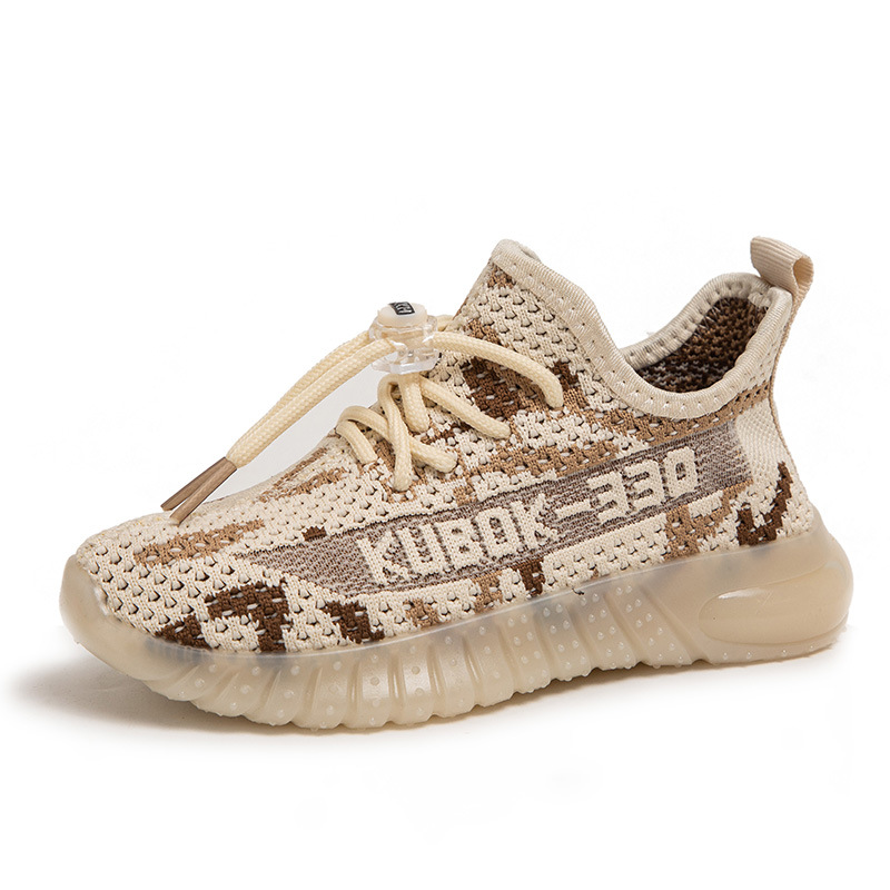 2024 New Spring and Autumn Children's Coconut Shoes Mesh Breathable Men's and Women's Children's Flying Woven Shoes Non-slip Student Running Casual Shoes