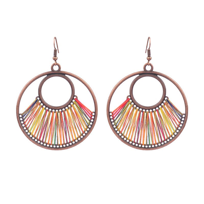 Original fashion hand-woven earrings fashion retro big circle earrings women bohemian hollow jewelry wholesale