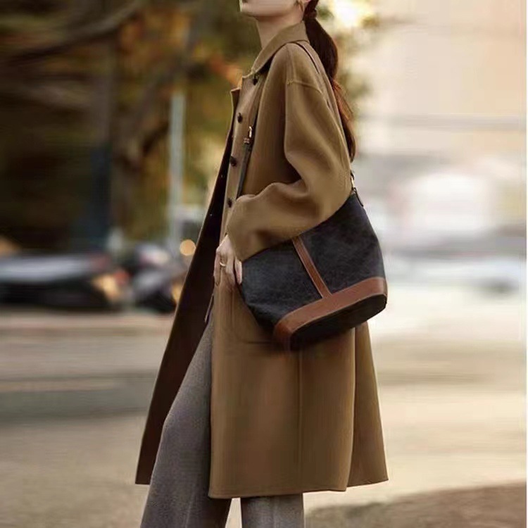 2023 autumn and winter New woolen coat for women plus size loose slimming mid-length small overcoat woolen coat_voghion.com