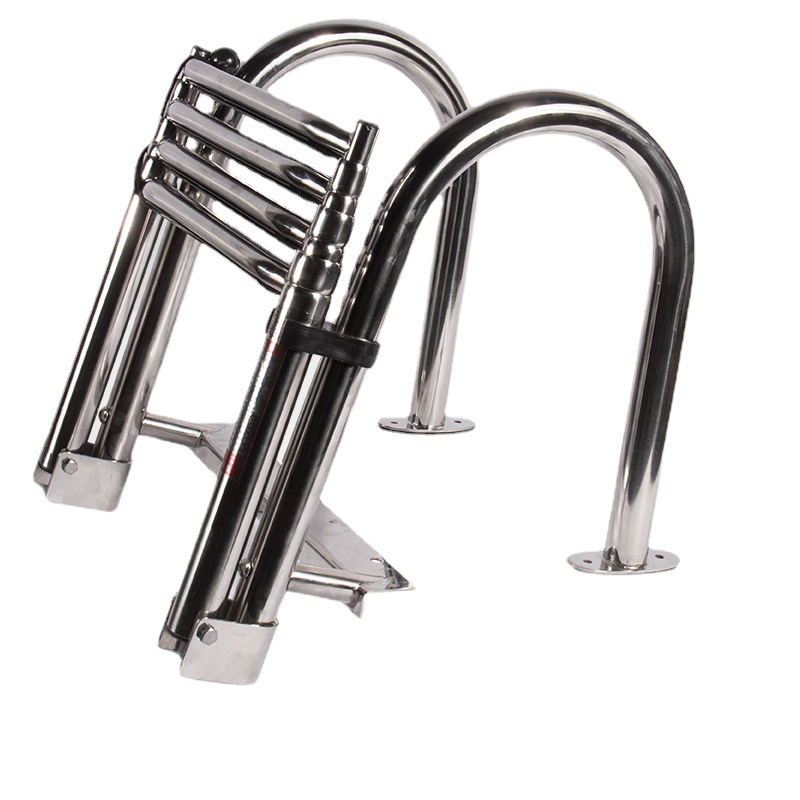 316 Stainless Steel Marine Ladder Speedboat Yacht Hidden Folding Hanging Ladder Handrail Telescopic Ladder Water Ladder