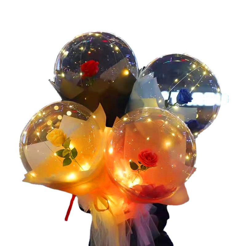 New Luminous Rose Bouquet Night Market Luminous Wave Ball Toy Tanabata Valentine's Day Confession Balloon Wholesale