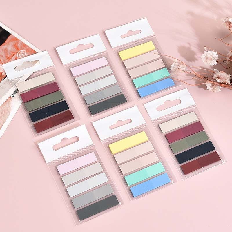 PET Fluorescent Arrow Classification Index Sticker Morandi Loose-leaf Label Student Post-it Note Paper Wholesale