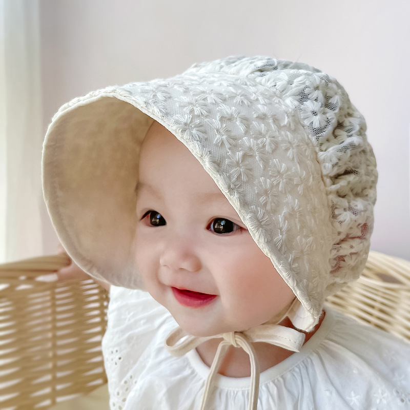 ins Summer Thin Korean Style Baby Lace Breathable Sun Hat Baby Girl Sweet Cute Princess Palace Hat