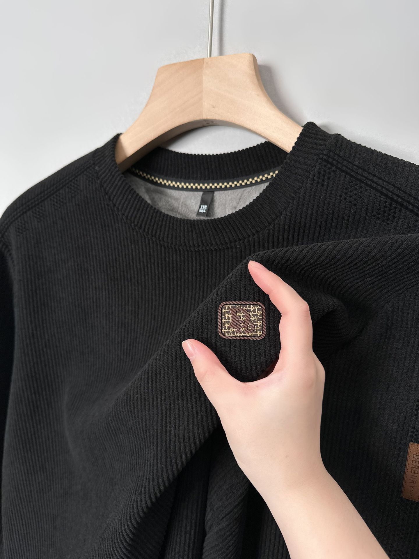 380g Heavy Cotton Men's Sweater Casual Crewneck fleece-lined Thickened Korean Youth Base Shirt Spring and Autumn T-shirt