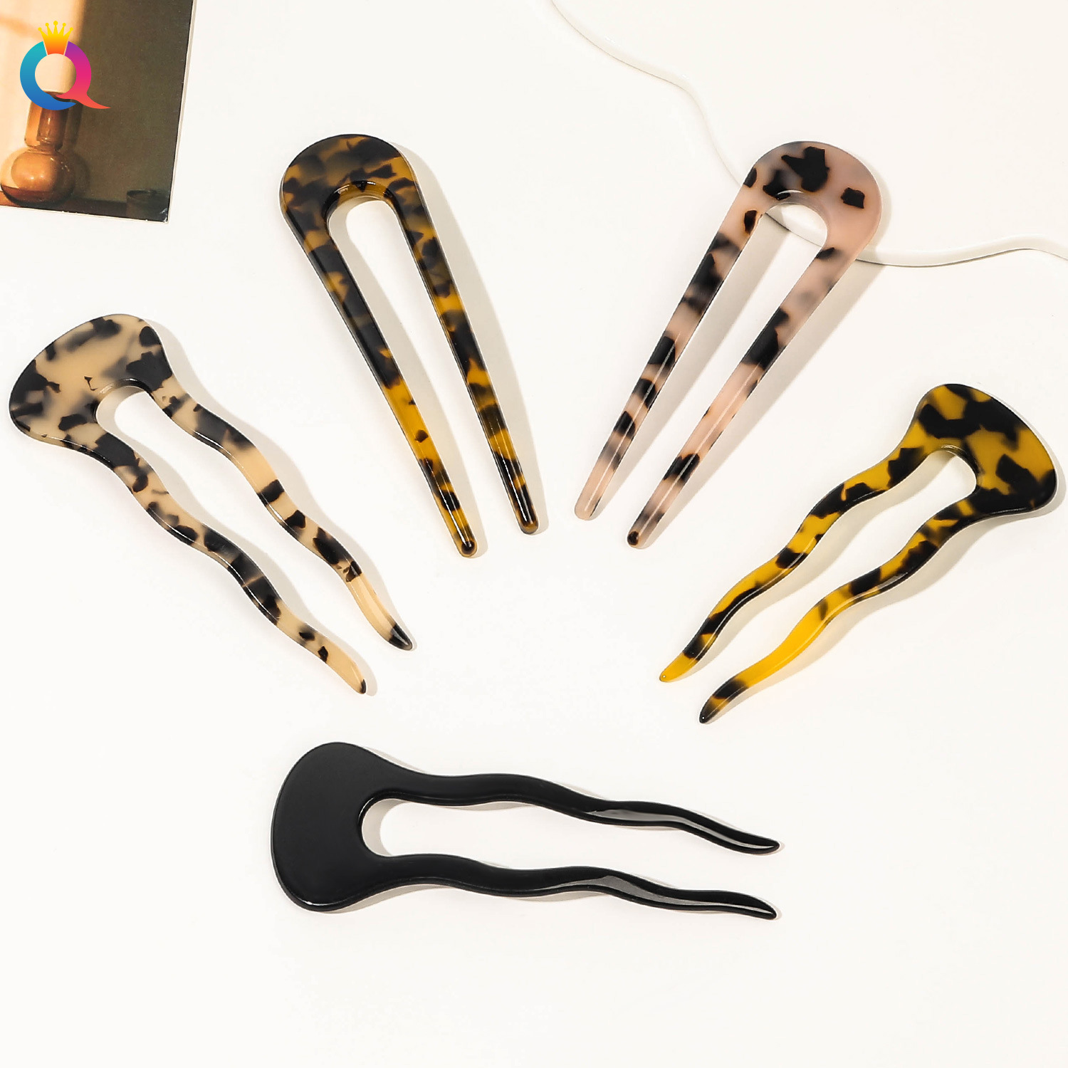 Qiyue forcina per capelli a forma di U con acido acetico transfrontaliero femminile parte posteriore della testa piastra di sensazione di alta qualità artefatto per capelli forcina per capelli antica accessori per capelli all'ingrosso_voghion.com
