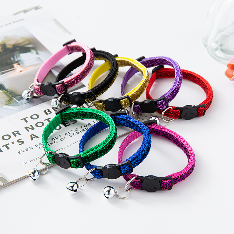 2021 pet cat collar with Bell cat face collar safety buckle cat collar golden onion velvet collar