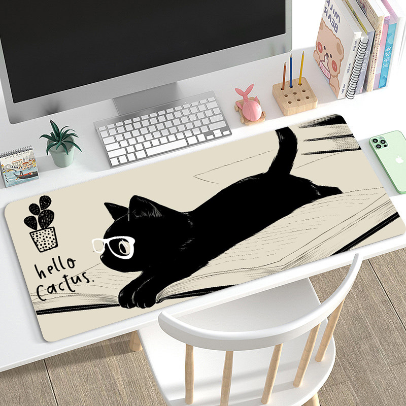 Cute Black Cat Cartoon Mouse Pad Large Keyboard Pad for Girls Laptop Computer Office Desk Mat Gaming Mouse Pad