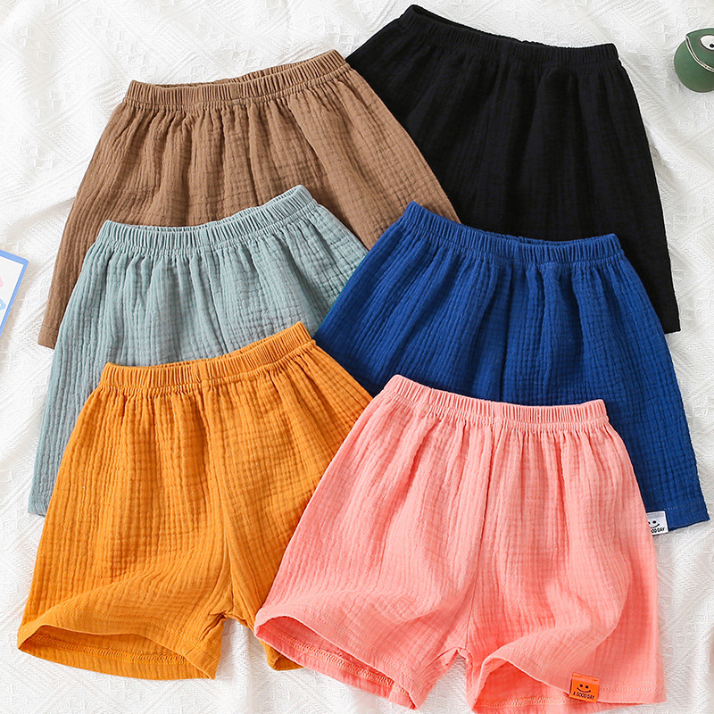 23 Summer New Children's Shorts Small and Medium-sized Children's Candy-colored Cotton Yarn Casual Sports Shorts Breathable Five-point Beach Pants