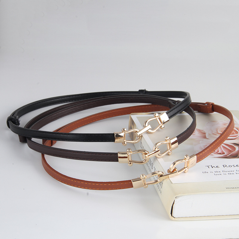 Fashionable all-match thin waist chain Women's narrow belt with skirt sweater decorative belt Korean style buckle belt for girls